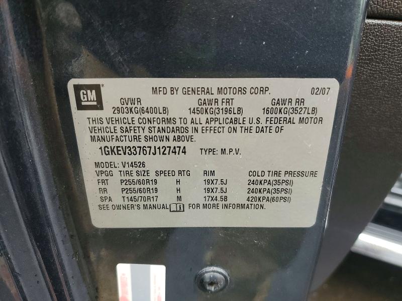 Aukcja sprzedaży 2007 Gmc Acadia, vin: 1GKEV33767J127474, numer aukcji: 56843656