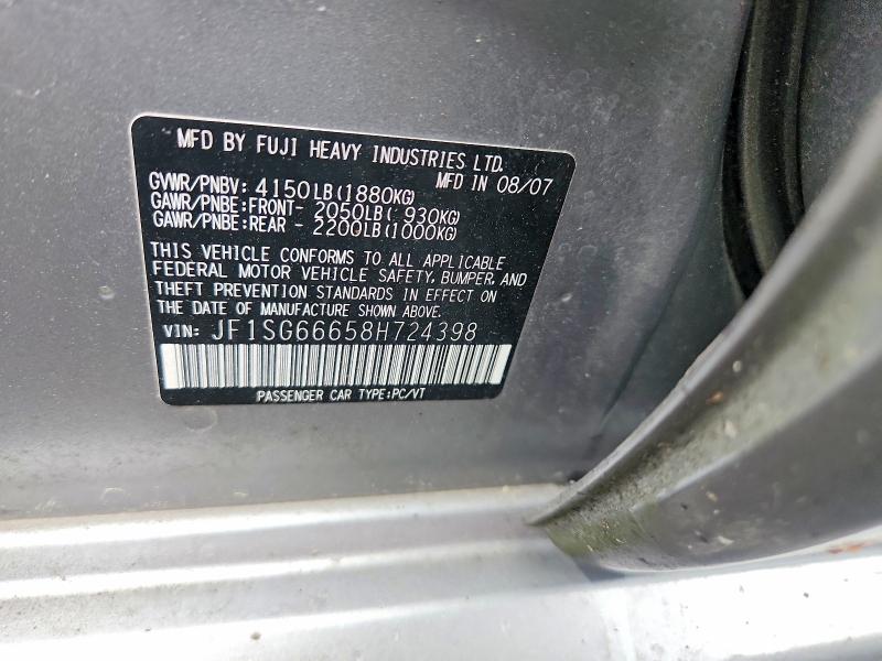 Продажа на аукционе авто 2008 Subaru Forester, vin: JF1SG66658H724398, номер лота: 57887436