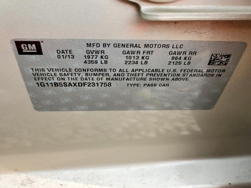 Продажа на аукционе авто 2013 Chevrolet Malibu, vin: 1G11B5SAXDF231758, номер лота: 58890796