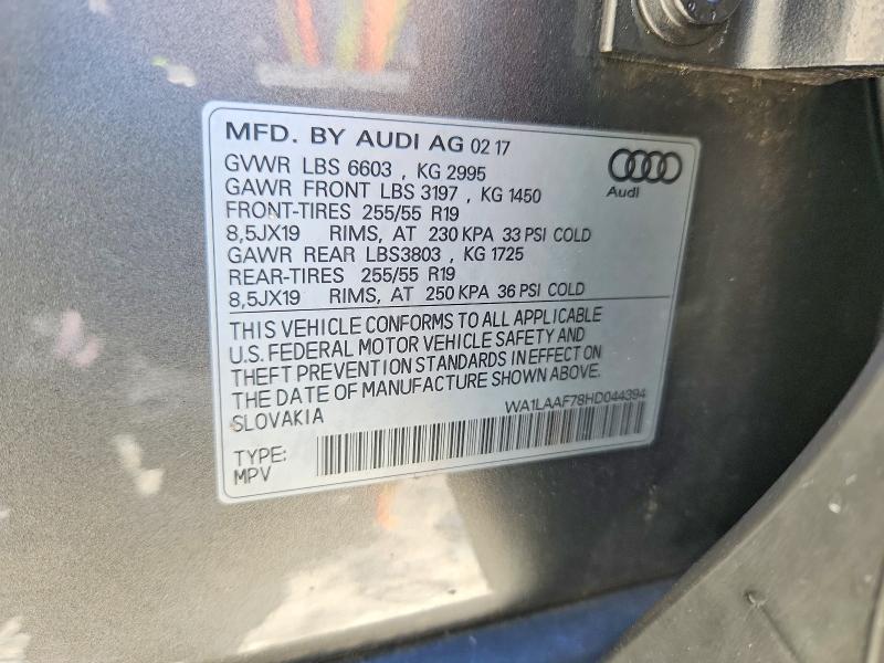 Aukcja sprzedaży 2017 Audi Q7, vin: WA1LAAF78HD044394, numer aukcji: 57676626