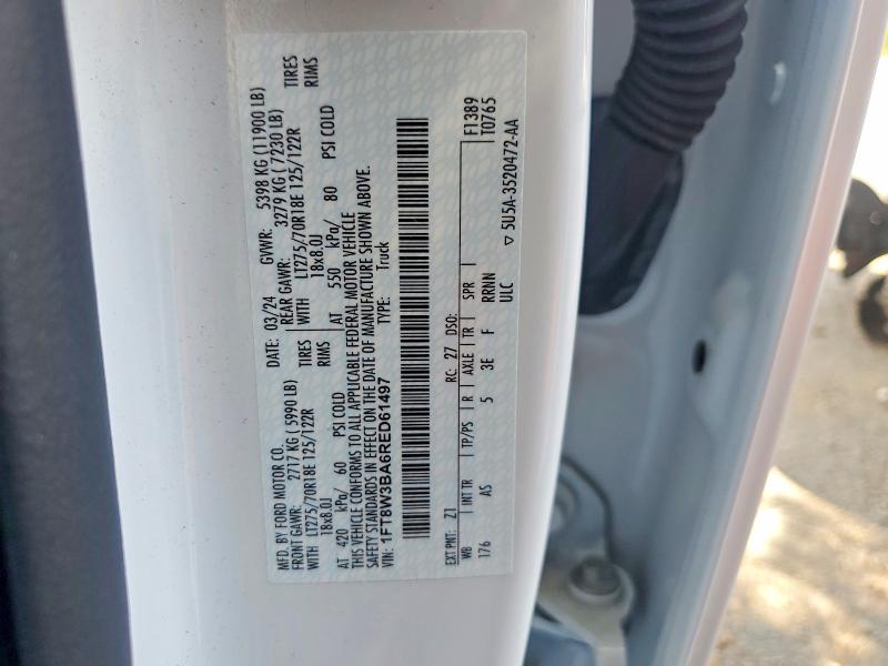 56037386 :رقم المزاد ، 1FT8W3BA6RED61497 vin ، 2024 Ford F350 مزاد بيع