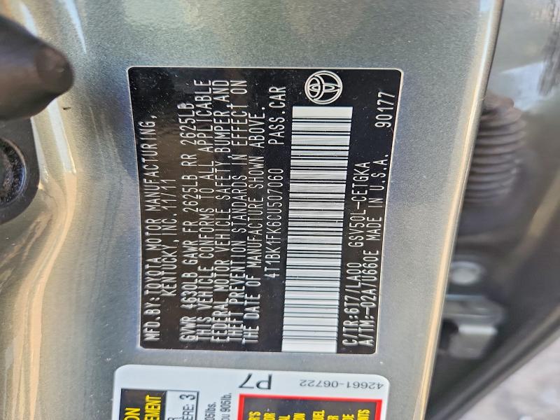 Aukcja sprzedaży 2012 Toyota Camry, vin: 4T1BK1FK6CU507060, numer aukcji: 85991345