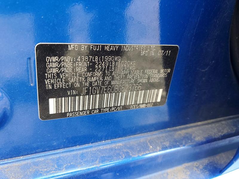 Продажа на аукционе авто 2011 Subaru Impreza, vin: JF1GV7E60BG523766, номер лота: 57223526