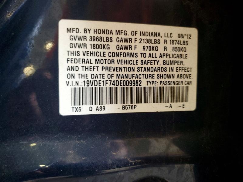 Aukcja sprzedaży 2013 Acura Ilx, vin: 19VDE1F74DE009982, numer aukcji: 56854976