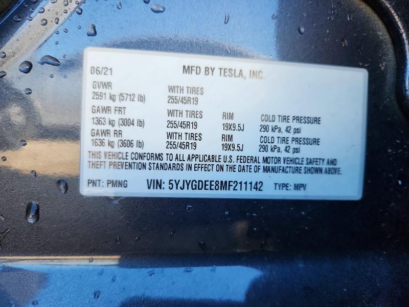 Aukcja sprzedaży 2021 Tesla Model Y, vin: 5YJYGDEE8MF211142, numer aukcji: 56763306