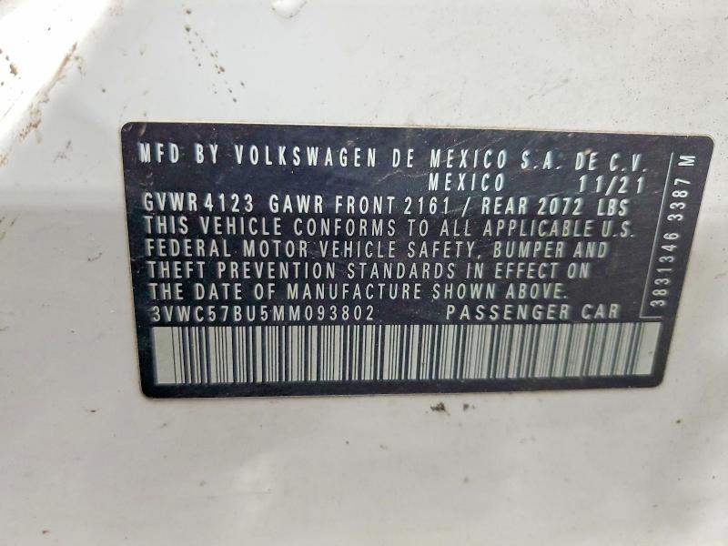 56782806 :رقم المزاد ، 3VWC57BU5MM093802 vin ، 2021 Volkswagen Jetta مزاد بيع