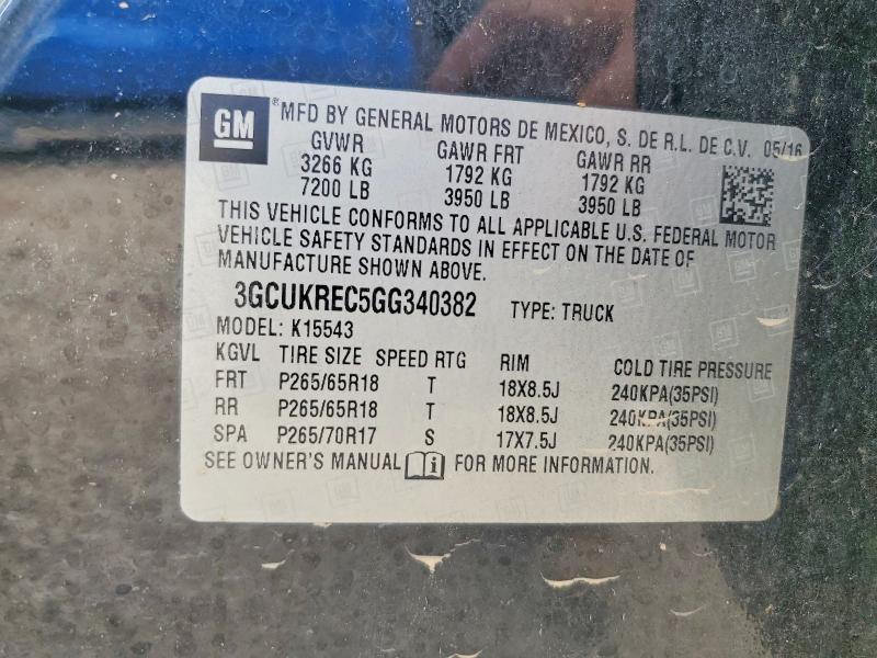 Aukcja sprzedaży 2016 Chevrolet Silverado, vin: 3GCUKREC5GG340382, numer aukcji: 55854796