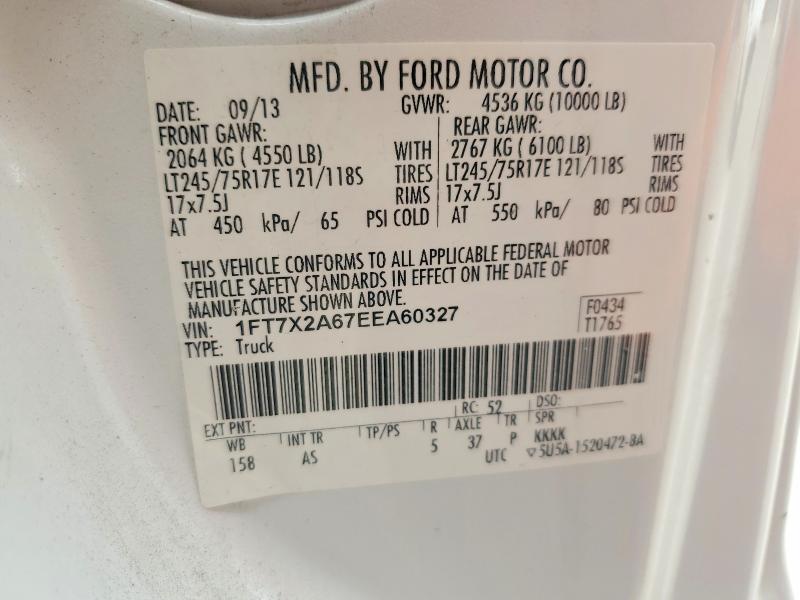 2014 Ford F250 მანქანა იყიდება აუქციონზე, vin: 1FT7X2A67EEA60327, აუქციონის ნომერი: 56456066