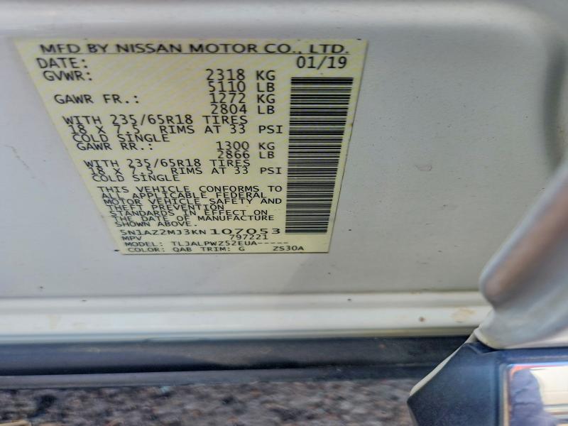 Продажа на аукционе авто 2019 Nissan Murano, vin: 5N1AZ2MJ3KN107053, номер лота: 57447216