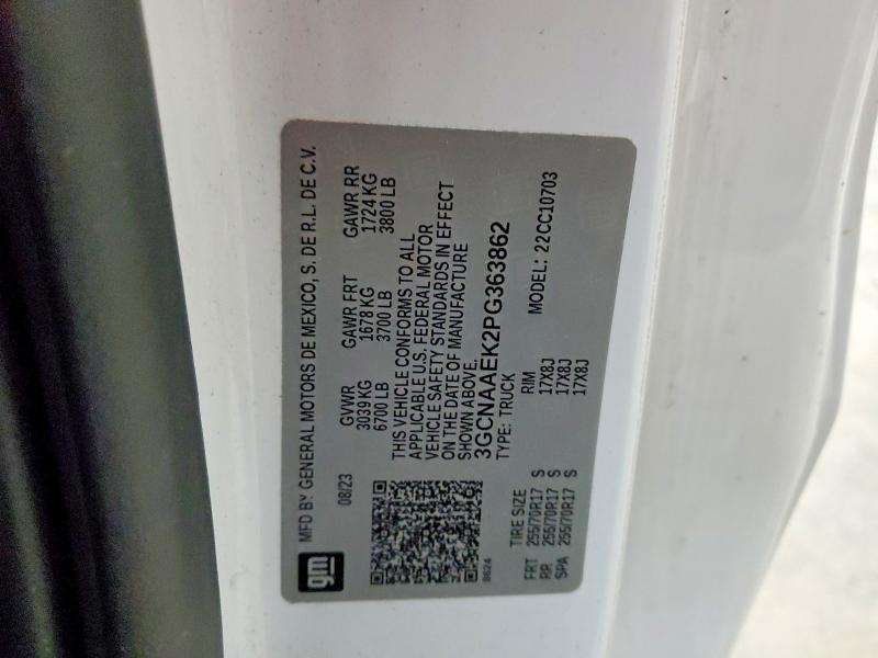 Продажа на аукционе авто 2023 Chevrolet Silverado, vin: 3GCNAAEK2PG363862, номер лота: 58602056