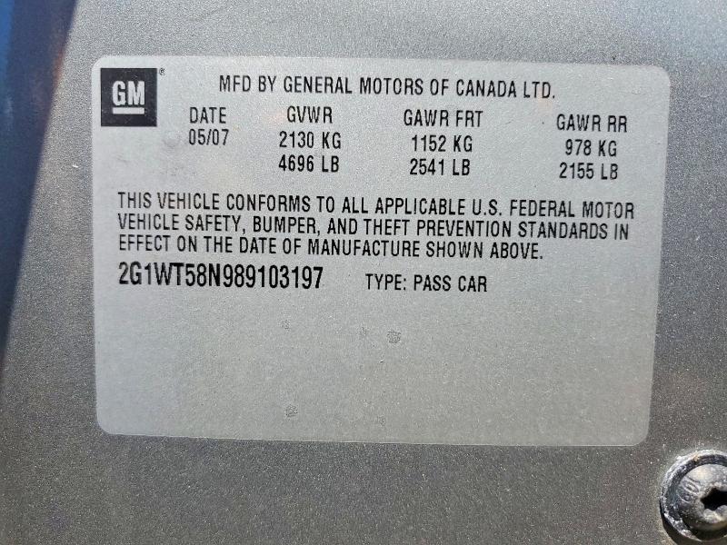 55914286 :رقم المزاد ، 2G1WT58N989103197 vin ، 2008 Chevrolet Impala مزاد بيع