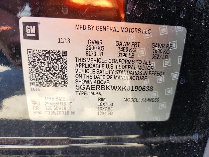 Aukcja sprzedaży 2019 Buick Enclave, vin: 5GAERBKWXKJ190638, numer aukcji: 57061976