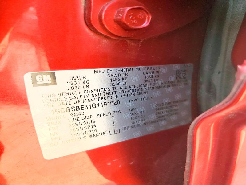 Продаж на аукціоні авто 2016 Chevrolet Colorado, vin: 1GCGSBE31G1191620, номер лоту: 58885476