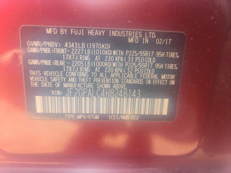Aukcja sprzedaży 2017 Subaru Crosstrek, vin: JF2GPALC4H8248143, numer aukcji: 55927116