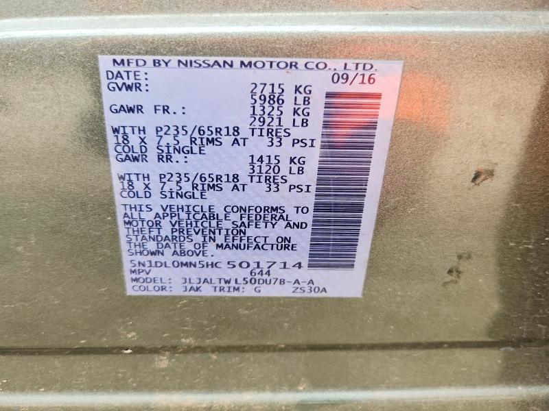 Aukcja sprzedaży 2017 Infiniti Qx60, vin: 5N1DL0MN5HC501714, numer aukcji: 58710596