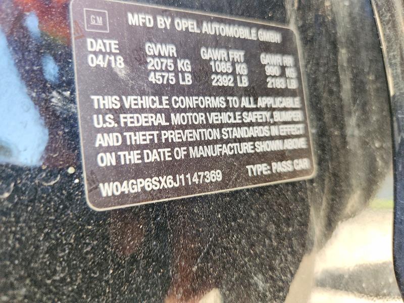 59032246 :رقم المزاد ، W04GP6SX6J1147369 vin ، 2018 Buick Regal مزاد بيع