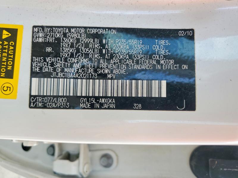 Aukcja sprzedaży 2010 Lexus Rx, vin: JTJBC1BA4A2021173, numer aukcji: 55744286