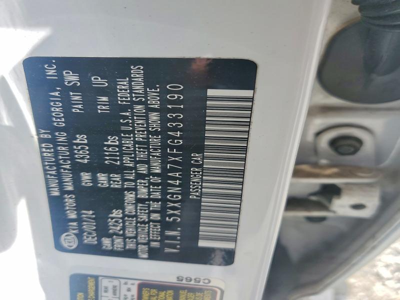 56689206 :رقم المزاد ، 5XXGN4A7XFG433190 vin ، 2015 Kia Optima مزاد بيع