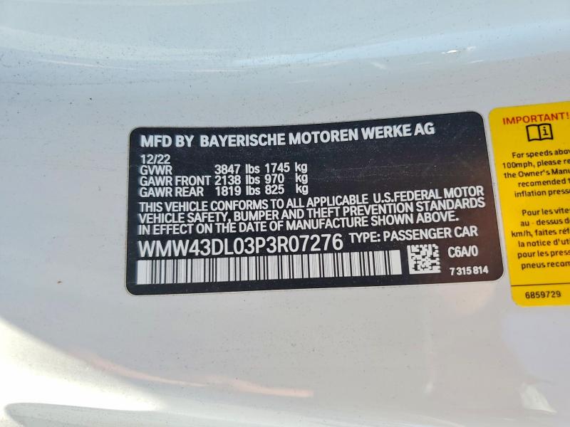 Продажа на аукционе авто 2023 Mini Cooper, vin: WMW43DL03P3R07276, номер лота: 55873786