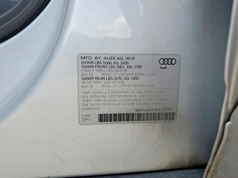 58093486 :رقم المزاد ، WA1LFAFP7EA101571 vin ، 2014 Audi Q5 مزاد بيع