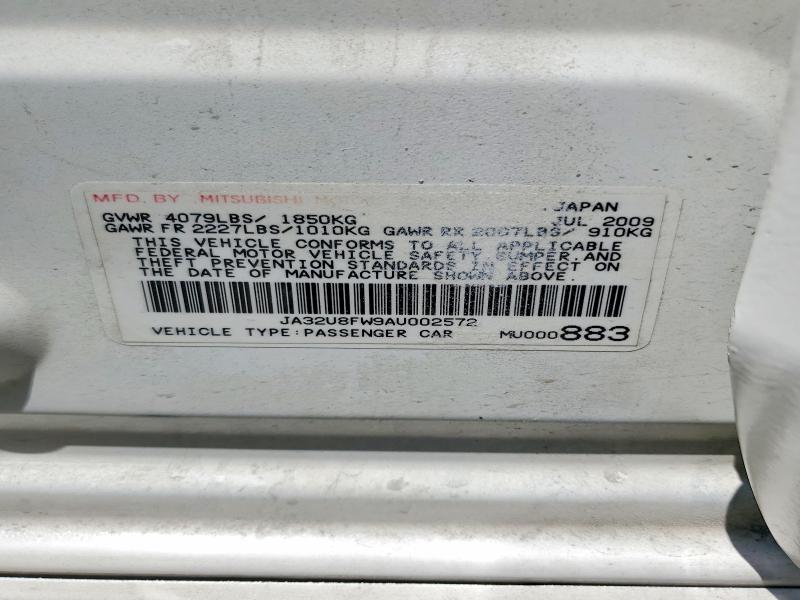Aukcja sprzedaży 2010 Mitsubishi Lancer, vin: JA32U8FW9AU002572, numer aukcji: 56512346