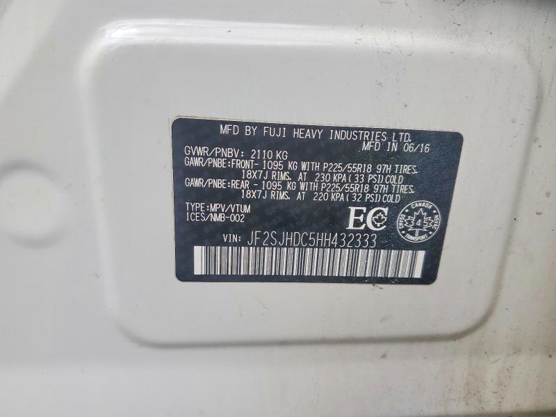 Aukcja sprzedaży 2017 Subaru Forester, vin: JF2SJHDC5HH432333, numer aukcji: 56264216