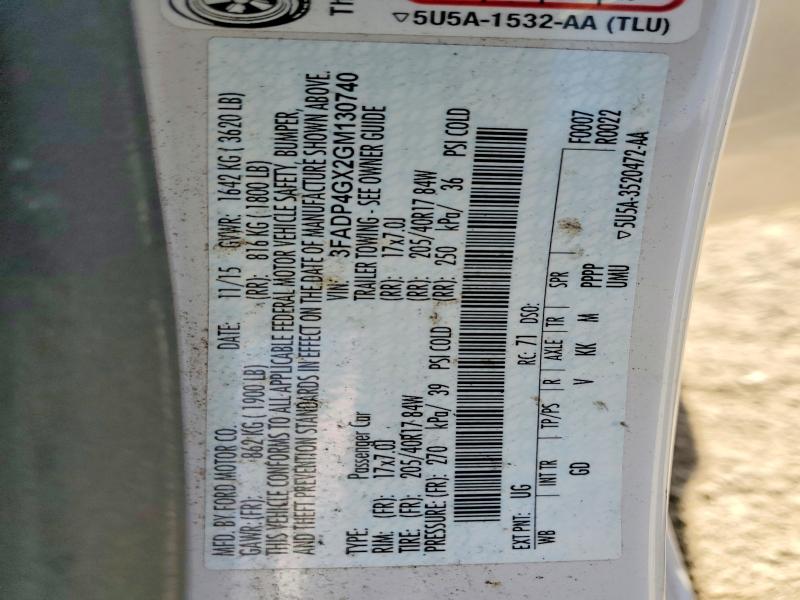 2016 Ford Fiesta მანქანა იყიდება აუქციონზე, vin: 3FADP4GX2GM130740, აუქციონის ნომერი: 57055756
