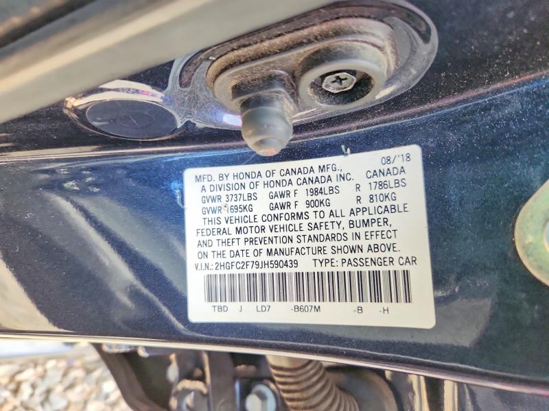 Продаж на аукціоні авто 2018 Honda Civic, vin: 2HGFC2F79JH590439, номер лоту: 57348116