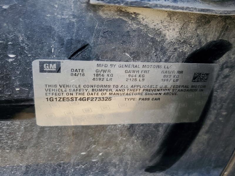 57592256 :رقم المزاد ، 1G1ZE5ST4GF273326 vin ، 2016 Chevrolet Malibu مزاد بيع