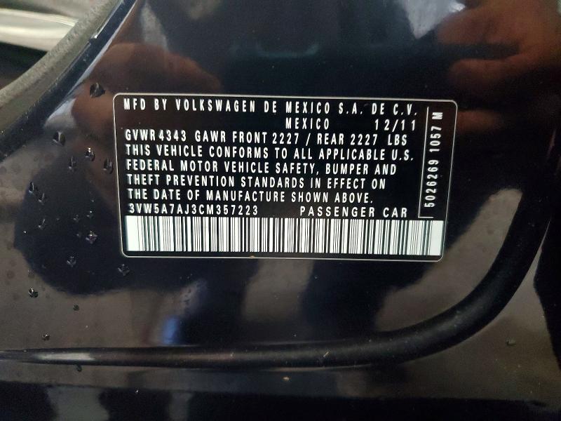 Aukcja sprzedaży 2012 Volkswagen Jetta, vin: 3VW5A7AJ3CM357223, numer aukcji: 56713876