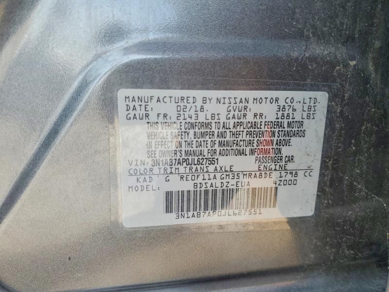 Aukcja sprzedaży 2018 Nissan Sentra, vin: 3N1AB7AP0JL627551, numer aukcji: 55750916