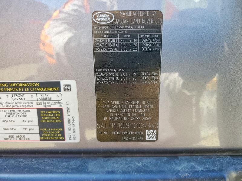 Продажа на аукционе авто 2021 Land Rover Defender, vin: SALEPERU9M2037443, номер лота: 56634176
