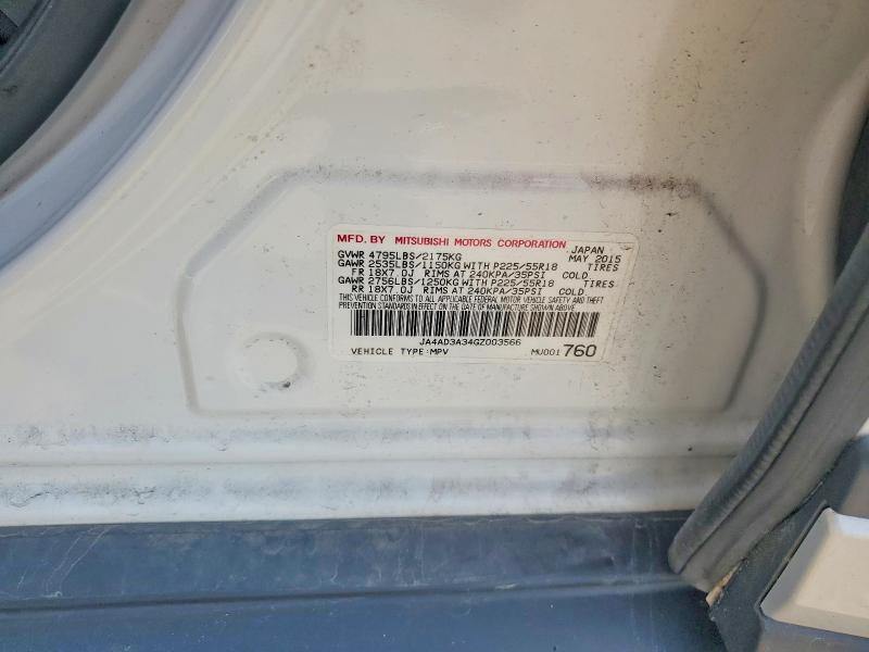 2016 Mitsubishi Outlander მანქანა იყიდება აუქციონზე, vin: JA4AD3A34GZ003566, აუქციონის ნომერი: 59012806