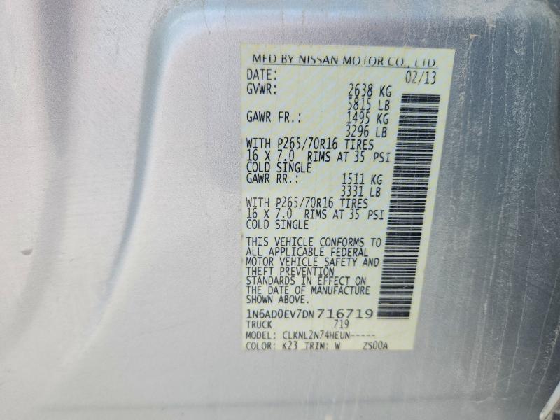 2013 Nissan Frontier მანქანა იყიდება აუქციონზე, vin: 1N6AD0EV7DN716719, აუქციონის ნომერი: 55893296