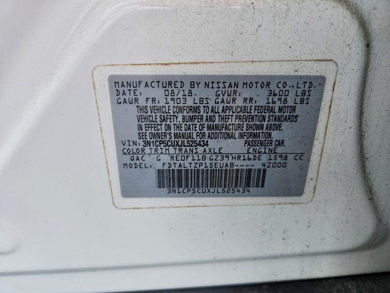 55363446 :رقم المزاد ، 3N1CP5CUXJL525434 vin ، 2018 Nissan Kicks مزاد بيع