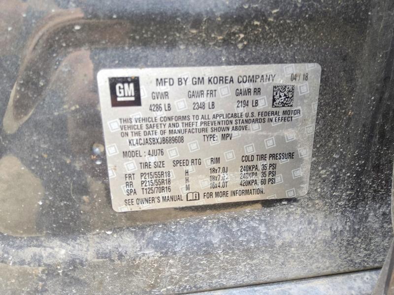 Aukcja sprzedaży 2018 Buick Encore, vin: KL4CJASBXJB689608, numer aukcji: 57036926
