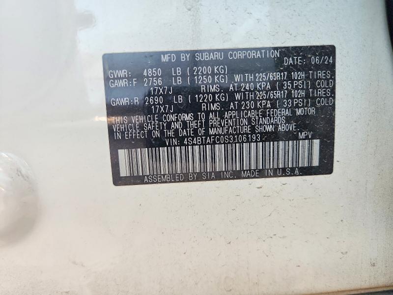 Продаж на аукціоні авто 2025 Subaru Outback, vin: 4S4BTAFC0S3106193, номер лоту: 57246846