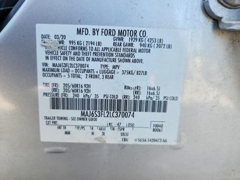 Продаж на аукціоні авто 2020 Ford Ecosport, vin: MAJ6S3FL2LC370074, номер лоту: 54912476