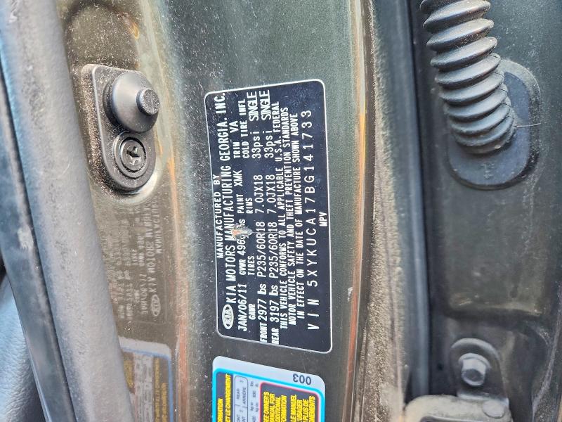 Продажа на аукционе авто 2011 Kia Sorento, vin: 5XYKUCA17BG141733, номер лота: 57557456
