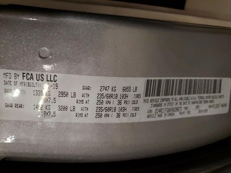 58050686 :رقم المزاد ، 2C4RC1FG0KR629873 vin ، 2019 Chrysler Pacifica مزاد بيع