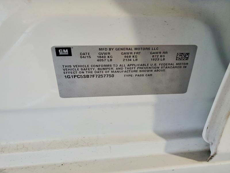 Продаж на аукціоні авто 2015 Chevrolet Cruze, vin: 1G1PC5SB7F7257750, номер лоту: 58724426