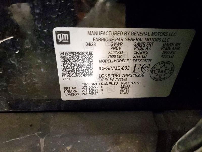 56065996 :رقم المزاد ، 1GKS2DKL7PR346266 vin ، 2023 Gmc Yukon مزاد بيع