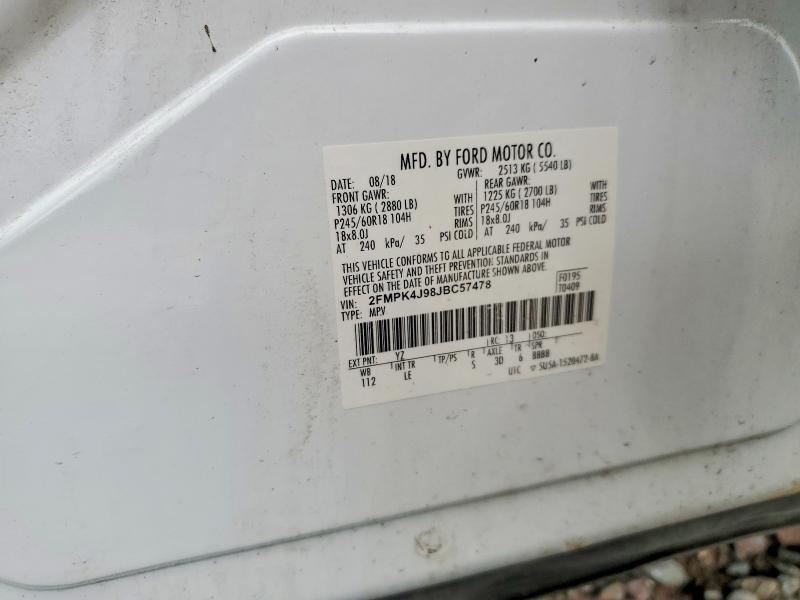 2018 Ford Edge მანქანა იყიდება აუქციონზე, vin: 2FMPK4J98JBC57478, აუქციონის ნომერი: 58257436
