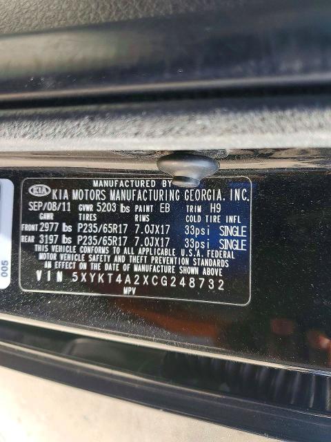 Продаж на аукціоні авто 2012 Kia Sorento, vin: 5XYKT4A2XCG248732, номер лоту: 55910336