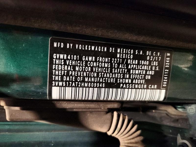 Продажа на аукционе авто 2017 Volkswagen Beetle, vin: 3VW517AT2HM809946, номер лота: 57914996