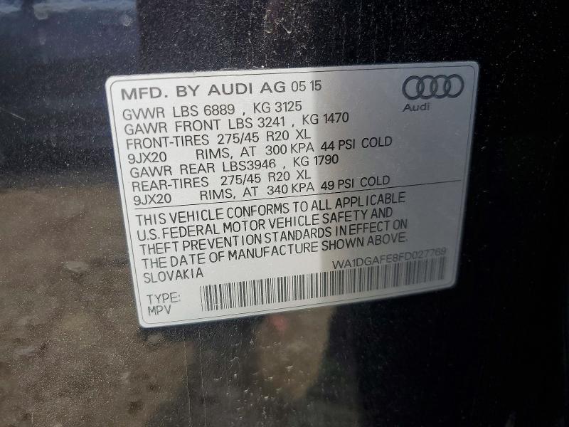 2015 Audi Q7 მანქანა იყიდება აუქციონზე, vin: WA1DGAFE8FD027769, აუქციონის ნომერი: 59169706