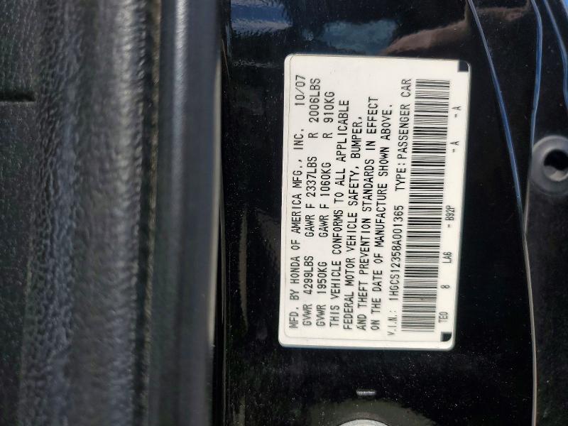 Aukcja sprzedaży 2008 Honda Accord, vin: 1HGCS12358A001365, numer aukcji: 58434296