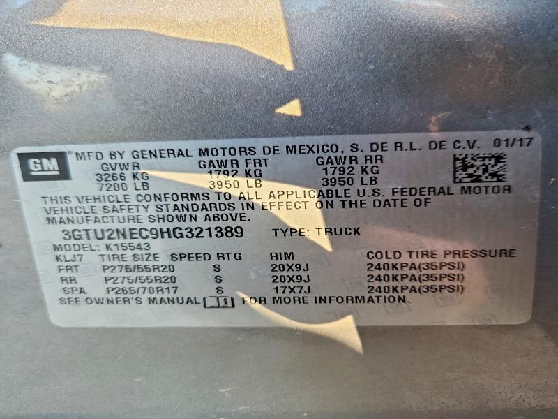 Продажа на аукционе авто 2017 Gmc Sierra, vin: 3GTU2NEC9HG321389, номер лота: 54338266
