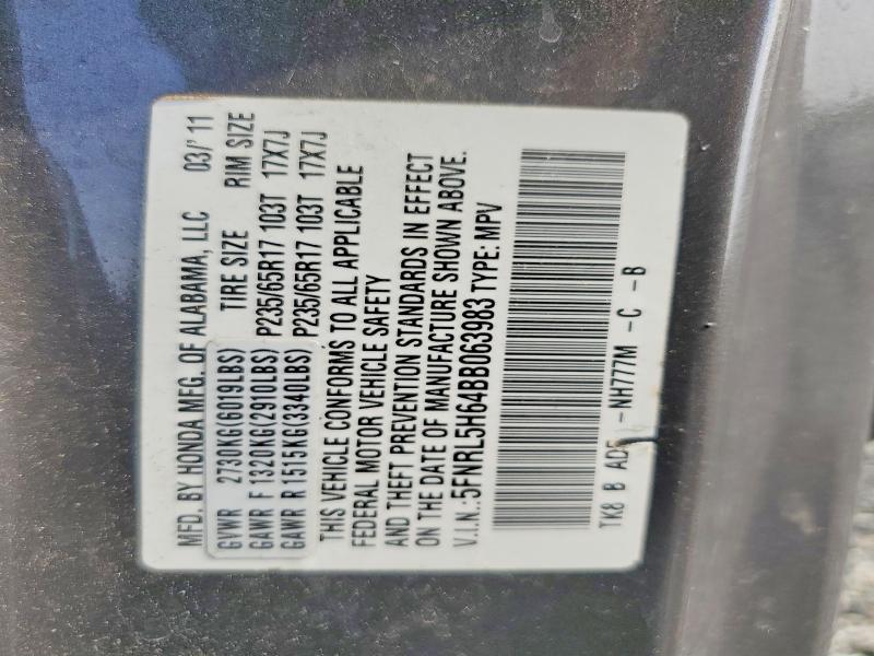 Aukcja sprzedaży 2011 Honda Odyssey, vin: 5FNRL5H64BB063983, numer aukcji: 58249516