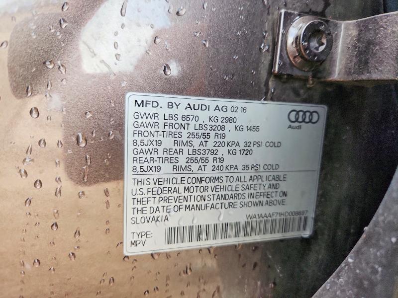 Продажа на аукционе авто 2017 Audi Q7, vin: WA1AAAF71HD008697, номер лота: 58212806